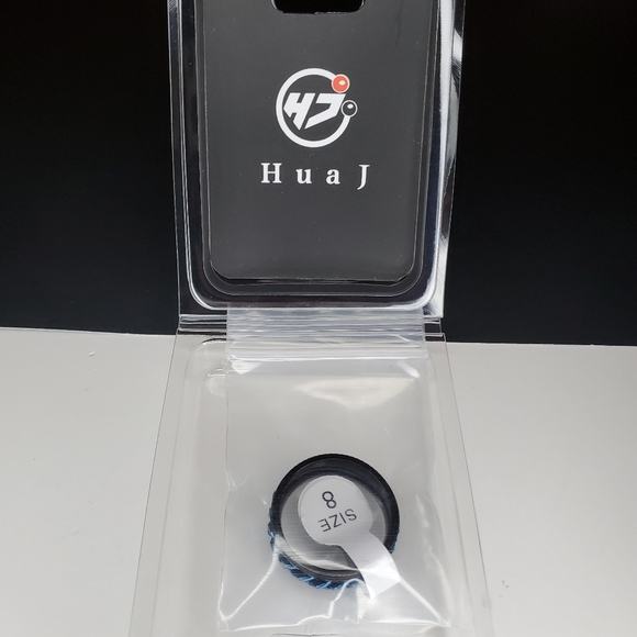 Titanium Black with Chain Links Blue  Size 8 Ring Unisex - Picture 4 of 4